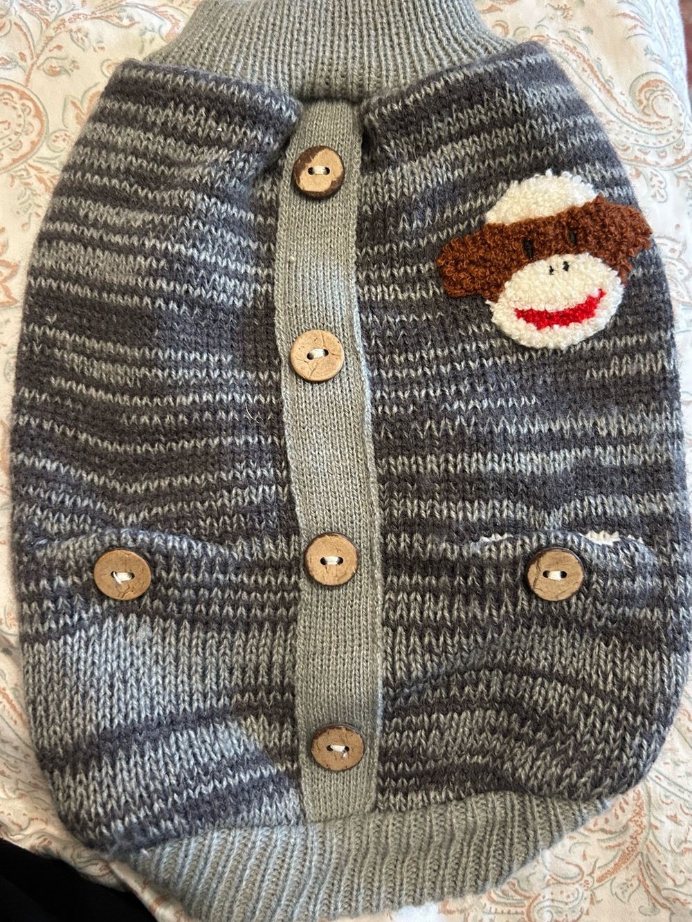 Dog Sock Monkey Pullover Cardigan Dog Sweater